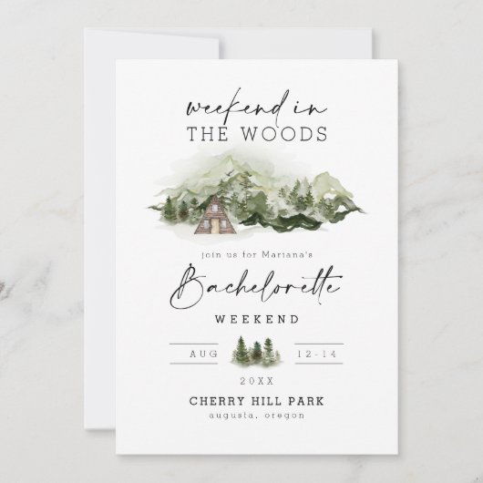 Weekend in de Bossen Camping Bachelorette Kaart (Voorkant)
