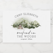 Weekend in de Bossen Camping Bachelorette Likeurfles Etiket (Enkel label)