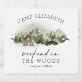 Weekend in de Bossen Camping Bachelorette Sparkling Wijnetiket (Enkel label)