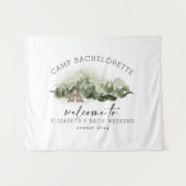 Weekend in de Bossen Camping Bachelorette Wandkleed (Voorkant (horizontaal))