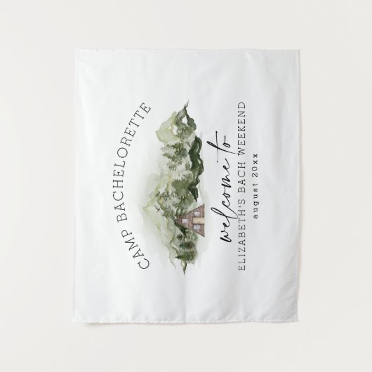 Weekend in de Bossen Camping Bachelorette Wandkleed (Voorkant)