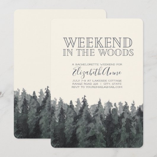 Weekend in de bossen feest uitnodiging (Voorkant / Achterkant)