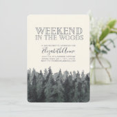 Weekend in de bossen feest uitnodiging (Staand voorkant)