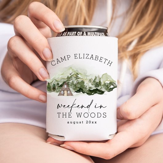 Weekend in de bossen kamperen vrijgezellenfeest blikjeskoeler