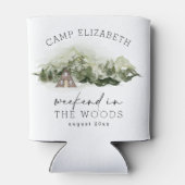 Weekend in de bossen kamperen vrijgezellenfeest blikjeskoeler (Achterkant)