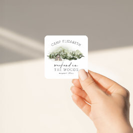 Weekend in de bossen kamperen vrijgezellenfeest vierkante sticker