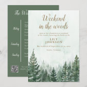 Weekend in de bossen rustieke bos bachelorette kaart (Voorkant / Achterkant)