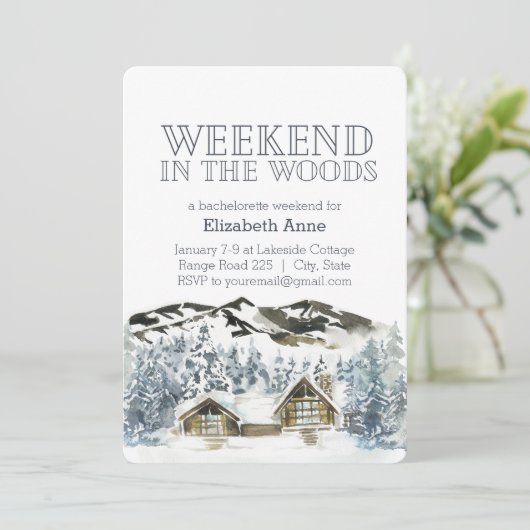 Weekend in de Bossen | Uitnodiging voor winterfees (Staand voorkant)