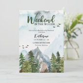Weekend in de bossen vrijgezellenfeest kaart (Staand voorkant)