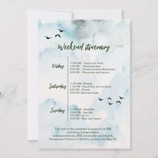 Weekend in de bossen vrijgezellenfeest kaart (Achterkant)