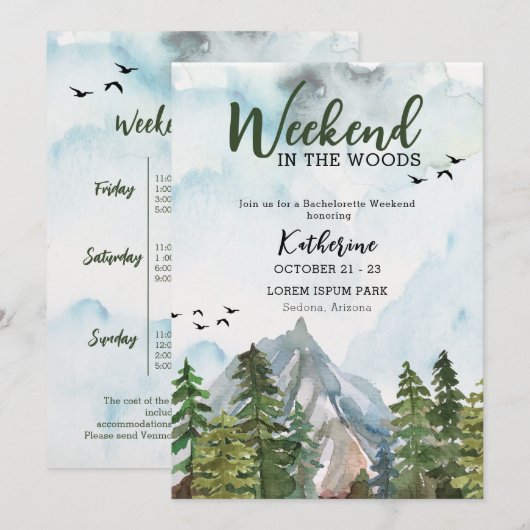 Weekend in de bossen vrijgezellenfeest kaart (Voorkant / Achterkant)
