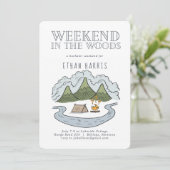 Weekend in de bossen | vrijgezellenfeest kaart (Staand voorkant)