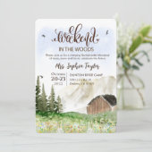 Weekend in de bossen vrijgezellenfeest uitnodiging (Staand voorkant)