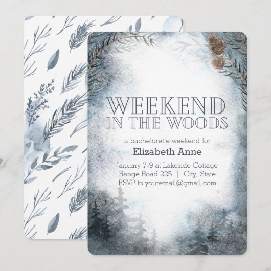 Weekend in de bossen | Winter Bruiloftsfeest voor  Kaart (Voorkant / Achterkant)
