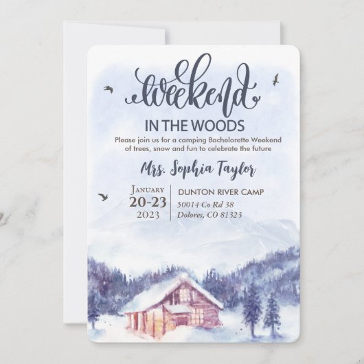 Weekend in de bossen Winter uitnodiging (Voorkant)