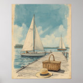 Weekend in de Hamptons – Retro Oostkust Zeekant Poster (Voorkant)