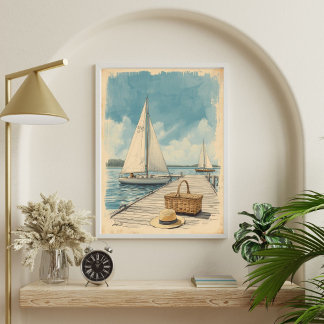 Weekend in de Hamptons – Retro Oostkust Zeekant Poster