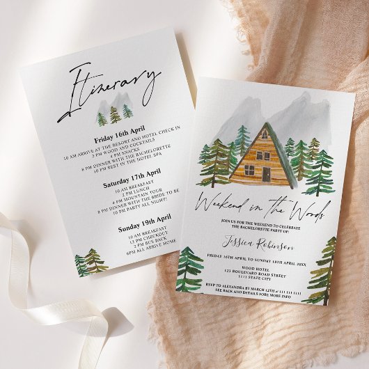 Weekend in de houten waterverf bachelorette kaart
