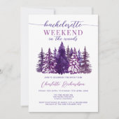 Weekend in het Bos Bachelorette Party Paars Kaart (Voorkant)