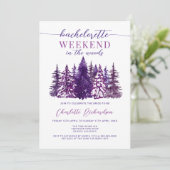 Weekend in het Bos Bachelorette Party Paars Kaart (Staand voorkant)