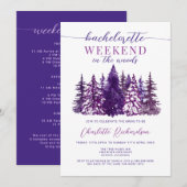 Weekend in het Bos Bachelorette Party Paars Kaart (Voorkant / Achterkant)