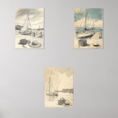 Weekend in the Hamptons – Retro East Coast Seaside Muurkunst Sets (Voorkant)