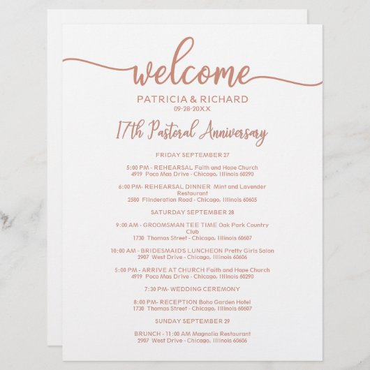 Weekend Itinerary Roos Gold (Voorkant / Achterkant)