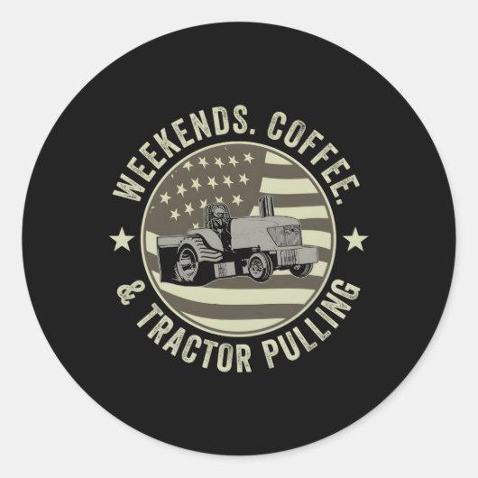 Weekend Koffie en Trekker Trekker Trekker Trekker Ronde Sticker (Voorkant)