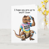 Weekend krijger T-rex met verband en ijspakking Kaart (Gele Bloem)