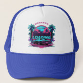 Weekend Loading Retro Sunset Trucker Hat – 80s AES Trucker Pet (Voorkant)