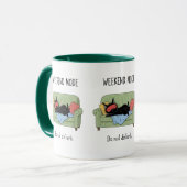 Weekend Modus Kat Koffiemok Grappige Zwarte Kat Ca Mok (Voorkant links)
