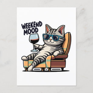 Weekend Mood Kat Chill Briefkaart