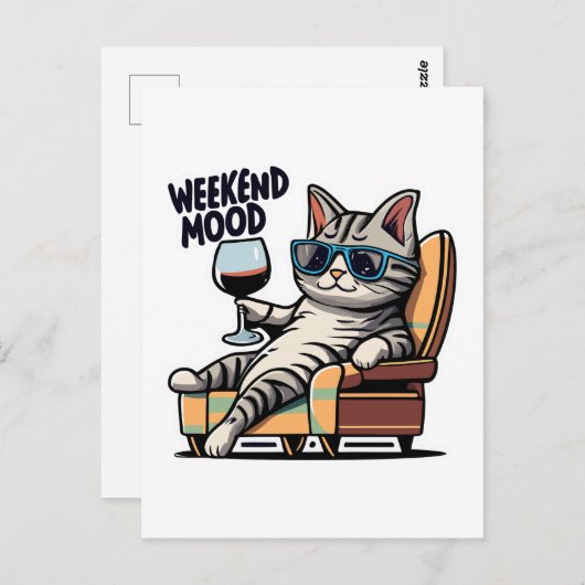 Weekend Mood Kat Chill Briefkaart (Voorkant / Achterkant)
