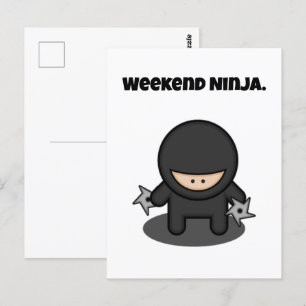 Weekend Ninja Funny Schattige Japan Cartoon Briefkaart