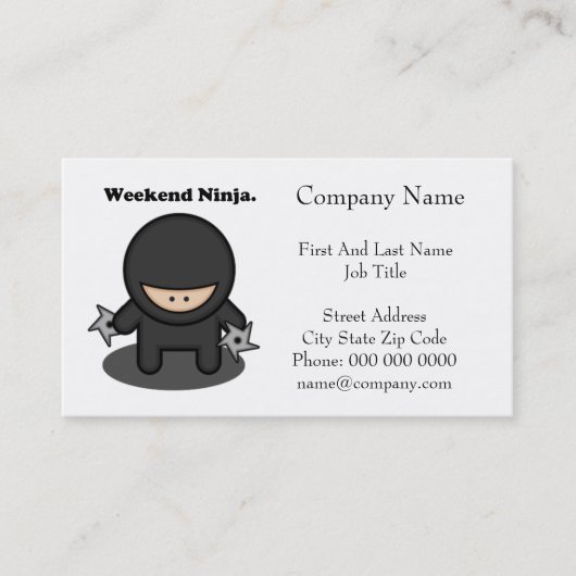 Weekend Ninja Funny Schattige Japan Cartoon Visitekaartje (Voorkant)