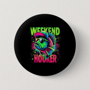 Weekend Op Het Weekend Grappige Visgrappen Woordsp Ronde Button 5,7 Cm