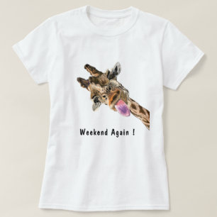 Weekend Opnieuw Happy Giraffe Fun T-Shirt Jouw tek