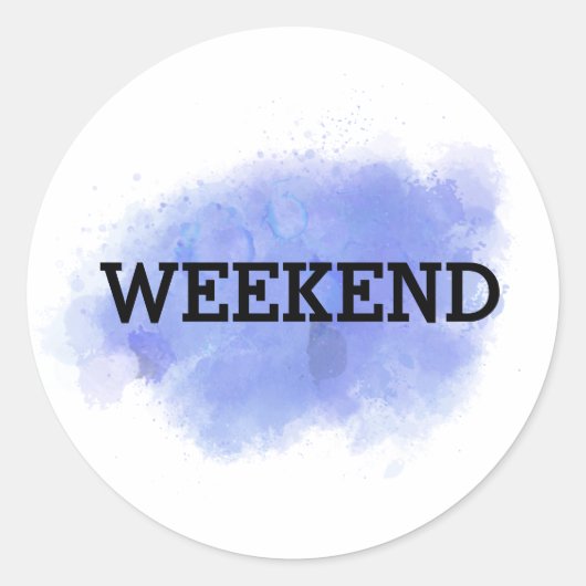 Weekend Paarse Abstracte Waterverf Ronde Sticker (Voorkant)