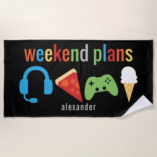 Weekend Plans Gamer Video Game Snacks Kinder Strandlaken (Voorkant)