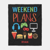 Weekend Plans Gamer Videogame Kinder Gepersonalise Fleece Deken (Voorkant)