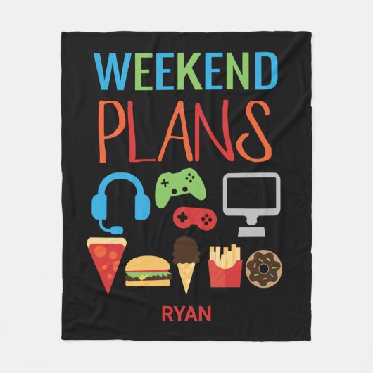 Weekend Plans Gamer Videogame Kinder Gepersonalise Fleece Deken (Voorkant)