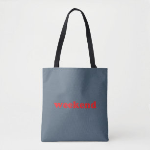 " weekend " rood blauw / grijs tote bag