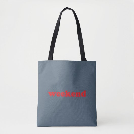 " weekend " rood blauw / grijs tote bag (Voorkant)
