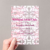 Weekend Social club roze glitter bachelorette deel Acryl Uitnodigingen (Insitu (Draagbaar))