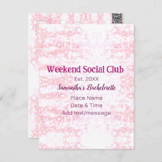 Weekend Social club roze glitters vrijgezellenfees Briefkaart (Voorkant / Achterkant)