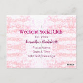 Weekend Social club roze glitters vrijgezellenfees Briefkaart (Achterkant)