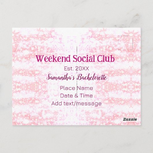 Weekend Social club roze glitters vrijgezellenfees Briefkaart (Achterkant)