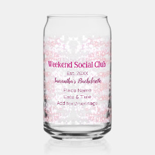 Weekend Social club roze glittersingleparty Blikvorm Glas
