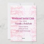 Weekend sociale club roze glitters bruidsmeisje fe feestdagenkaart (Achterkant)