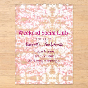 Weekend sociale club roze glittersingleparty acryl uitnodigingen